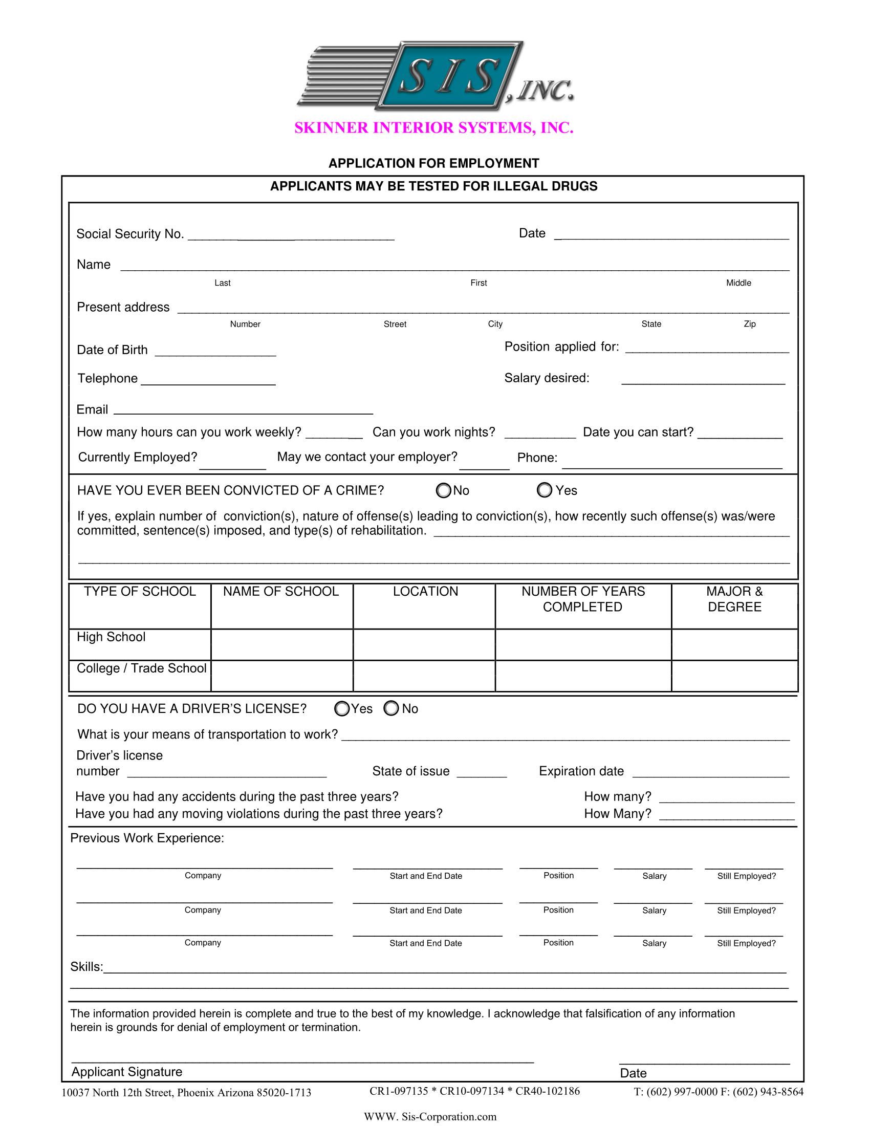 Employment Application